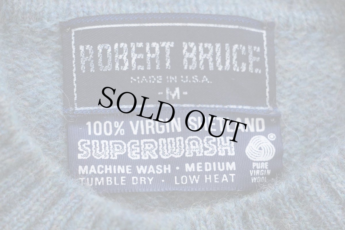 画像4: 80s USA製 ROBERT BRUCE ランダムボーダー シェットランド ウールニット セーター M (4)