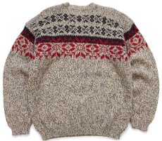 画像2: 90s EddieBauerエディーバウアー LEGENDS 雪柄 ノルディック柄 ローゲージ ウールニット セーター L (2)