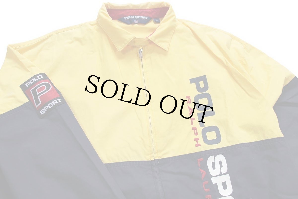 画像3: 90s POLO SPORT ポロ スポーツ ラルフローレン チンスト付き ツートン コットンポプリン ジャケット 紺×黄 L (3)