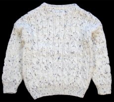 画像2: アイルランド製 River View ケーブル編み ネップ入り ウールニット セーター ナチュラル キッズ L★フィッシャーマン (2)