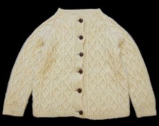 画像1: UNKNOWN ケーブル編み ウール ハンドニット カーディガン ナチュラル キッズ★フィッシャーマン (1)