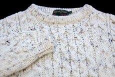 画像3: アイルランド製 River View ケーブル編み ネップ入り ウールニット セーター ナチュラル キッズ L★フィッシャーマン (3)