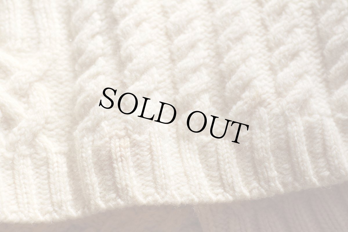 画像7: アイルランド製 aran crafts ケーブル編み ロング メリノウールニット パーカー ナチュラル XL★カーディガン フィッシャーマン (7)