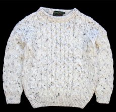 画像1: アイルランド製 River View ケーブル編み ネップ入り ウールニット セーター ナチュラル キッズ L★フィッシャーマン (1)