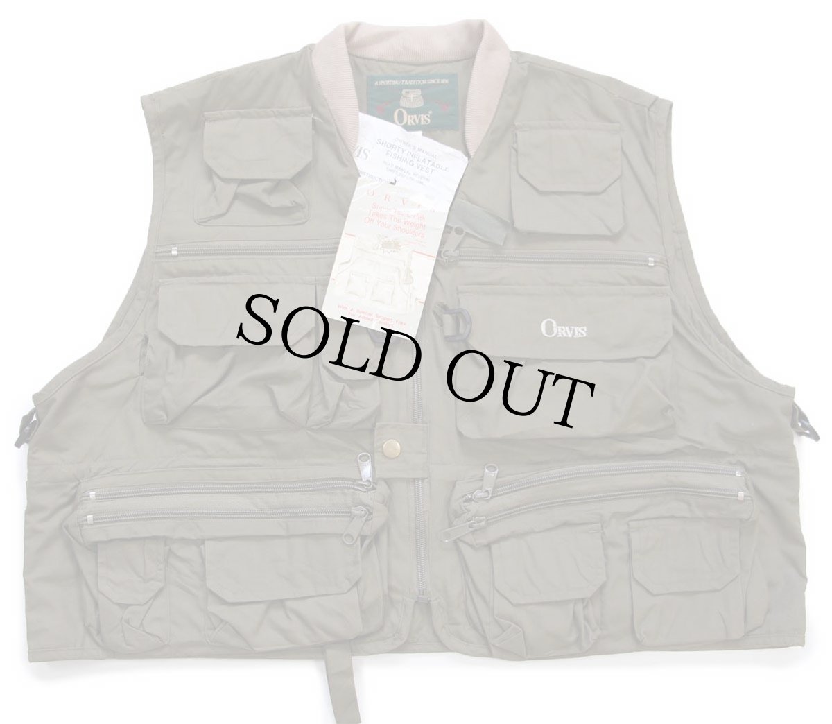 画像1: 90s ORVISオービス ロゴ刺繍 フィッシングベスト オリーブドラブ L (1)