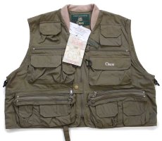 画像1: 90s ORVISオービス ロゴ刺繍 フィッシングベスト オリーブドラブ L (1)