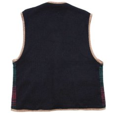 画像2: 90s TOMMY HILFIGERトミーヒルフィガー パチポケ タータンチェック 切り替え ウール×コットンニット ベスト L (2)