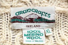 画像4: アイルランド製 aran crafts ケーブル編み ロング メリノウールニット パーカー ナチュラル XL★カーディガン フィッシャーマン (4)