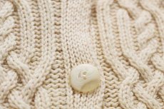 画像5: アイルランド製 aran crafts ケーブル編み ロング メリノウールニット パーカー ナチュラル XL★カーディガン フィッシャーマン (5)