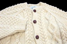画像3: アイルランド製 Quill's ケーブル編み ウール ハンドニット カーディガン ナチュラル キッズ★フィッシャーマン (3)