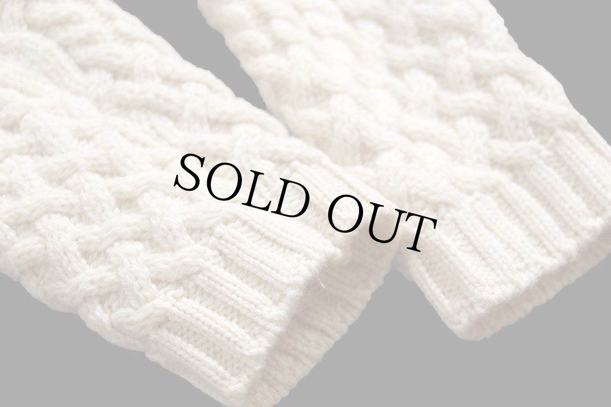 画像6: アイルランド製 aran crafts ケーブル編み ロング メリノウールニット パーカー ナチュラル XL★カーディガン フィッシャーマン (6)