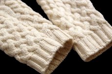 画像6: アイルランド製 aran crafts ケーブル編み ロング メリノウールニット パーカー ナチュラル XL★カーディガン フィッシャーマン (6)