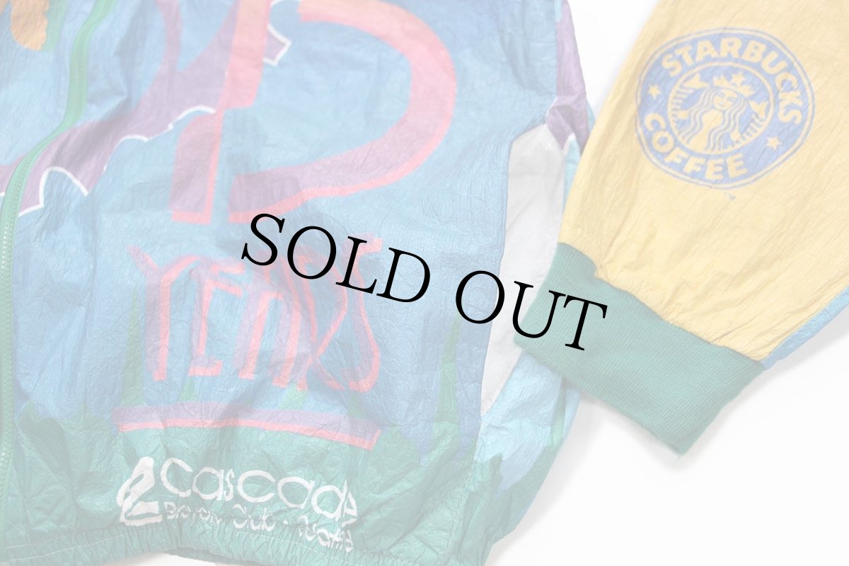 画像4: 90s STP 1994 Bicycle アート 全面プリント STARBUCKS COFFEE adidas YAKIMA SUBARU 協賛 ペーパージャケット M (4)