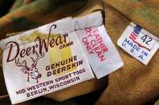 画像4: 80s USA製 Deer Wear ハンドペイント レースアップ プルオーバー ディアスキン スエード レザーシャツジャケット 茶 42 (4)