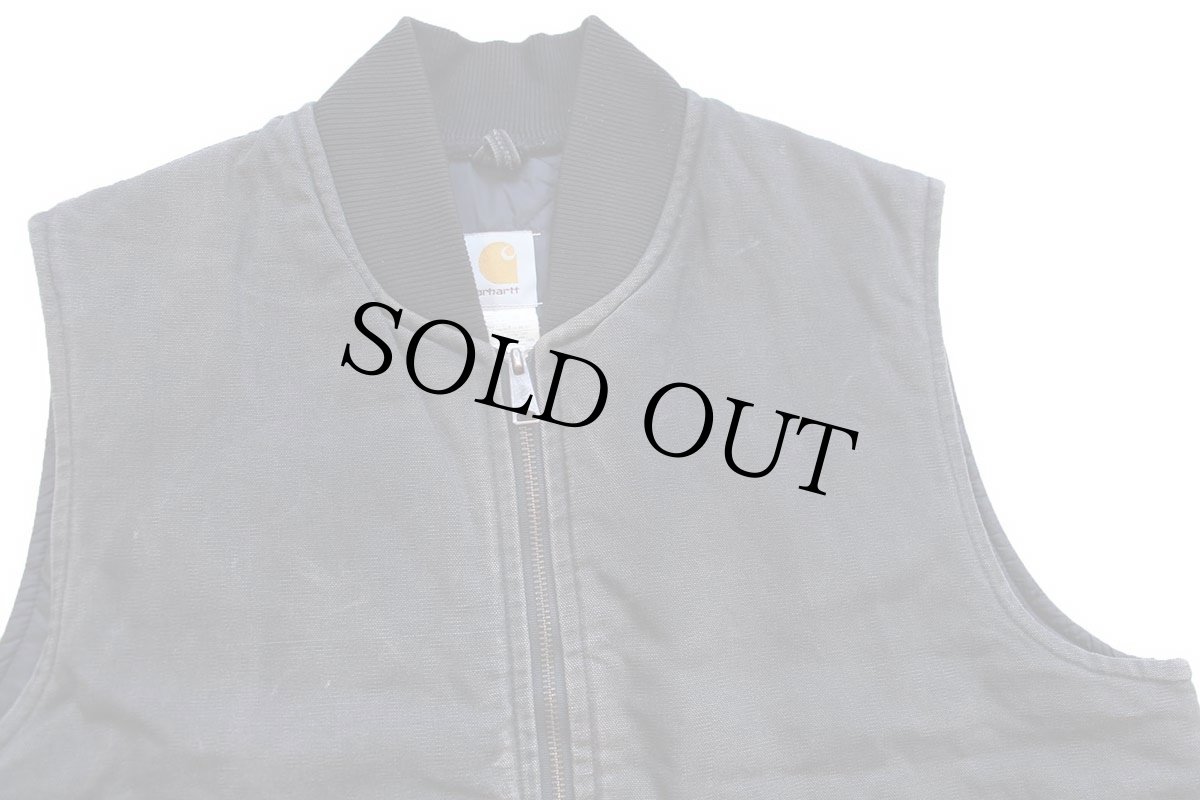 画像3: 00s USA製 carharttカーハート キルティングライナー ダックベスト 黒 フェード XL (3)