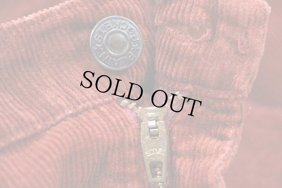 画像7: 70s JCPenney PLAIN POCKETS フレア コーデュロイパンツ 赤茶 W34 (7)