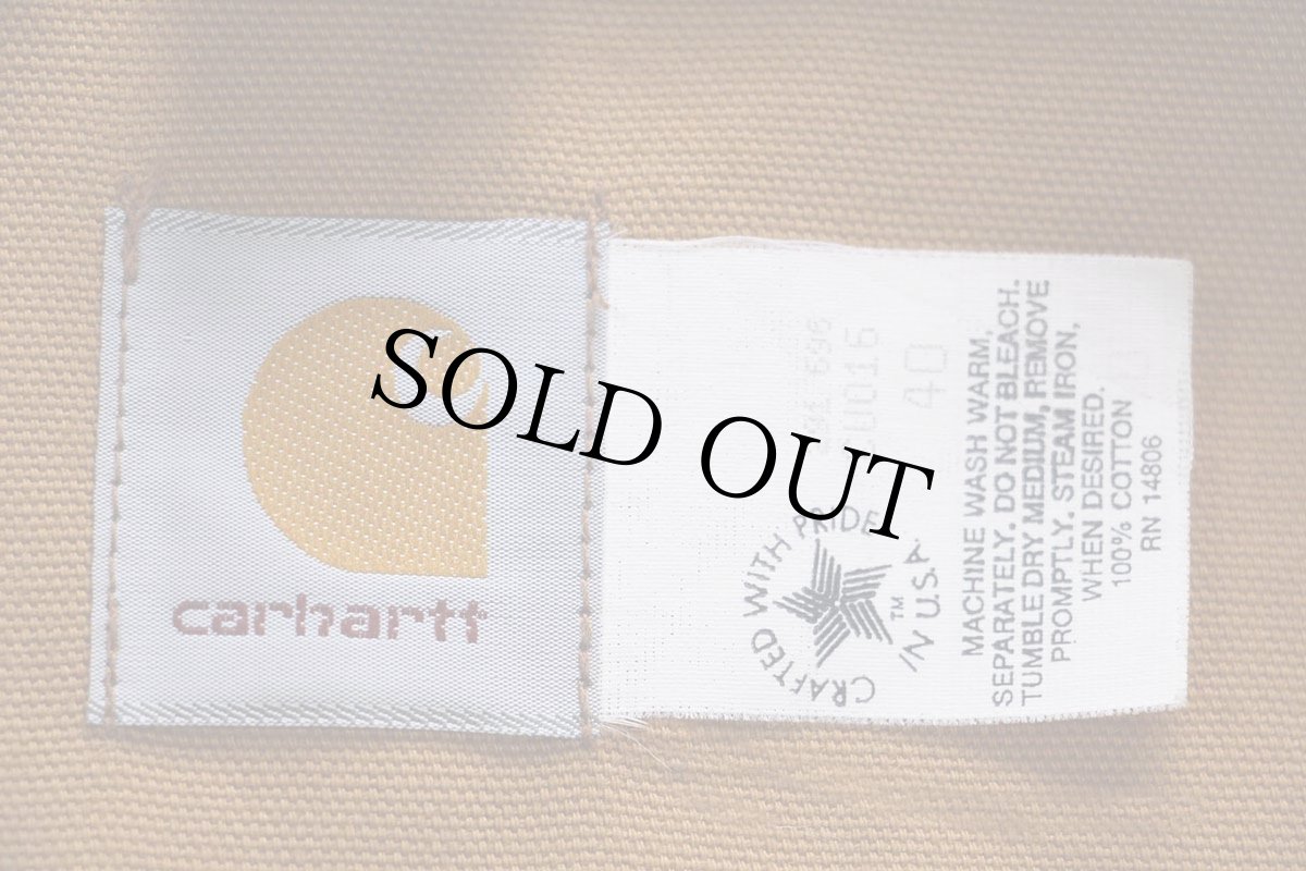 画像4: 90s USA製 carharttカーハート Barn Chore Jacket TRIANGLE 刺繍 ダック地 バーンチョアジャケット カバーオール 茶 40 (4)