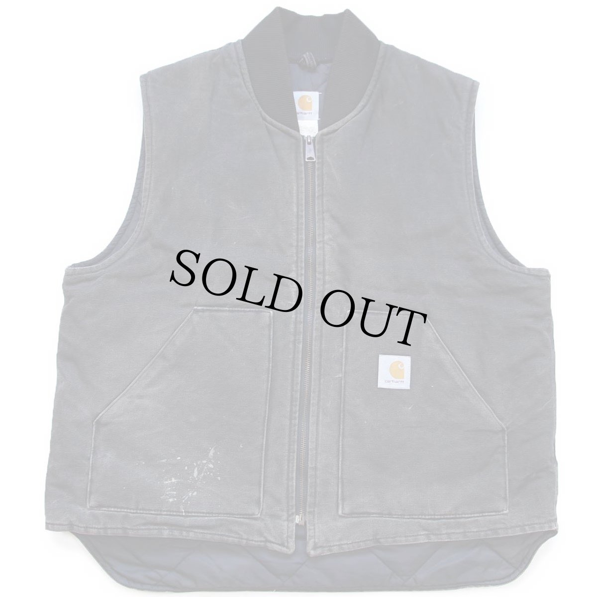 画像1: 00s USA製 carharttカーハート キルティングライナー ダックベスト 黒 フェード XL (1)