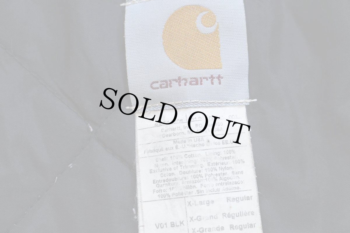 画像4: 00s USA製 carharttカーハート キルティングライナー ダックベスト 黒 フェード XL (4)