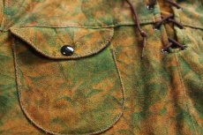 画像5: 80s USA製 Deer Wear ハンドペイント レースアップ プルオーバー ディアスキン スエード レザーシャツジャケット 茶 42 (5)