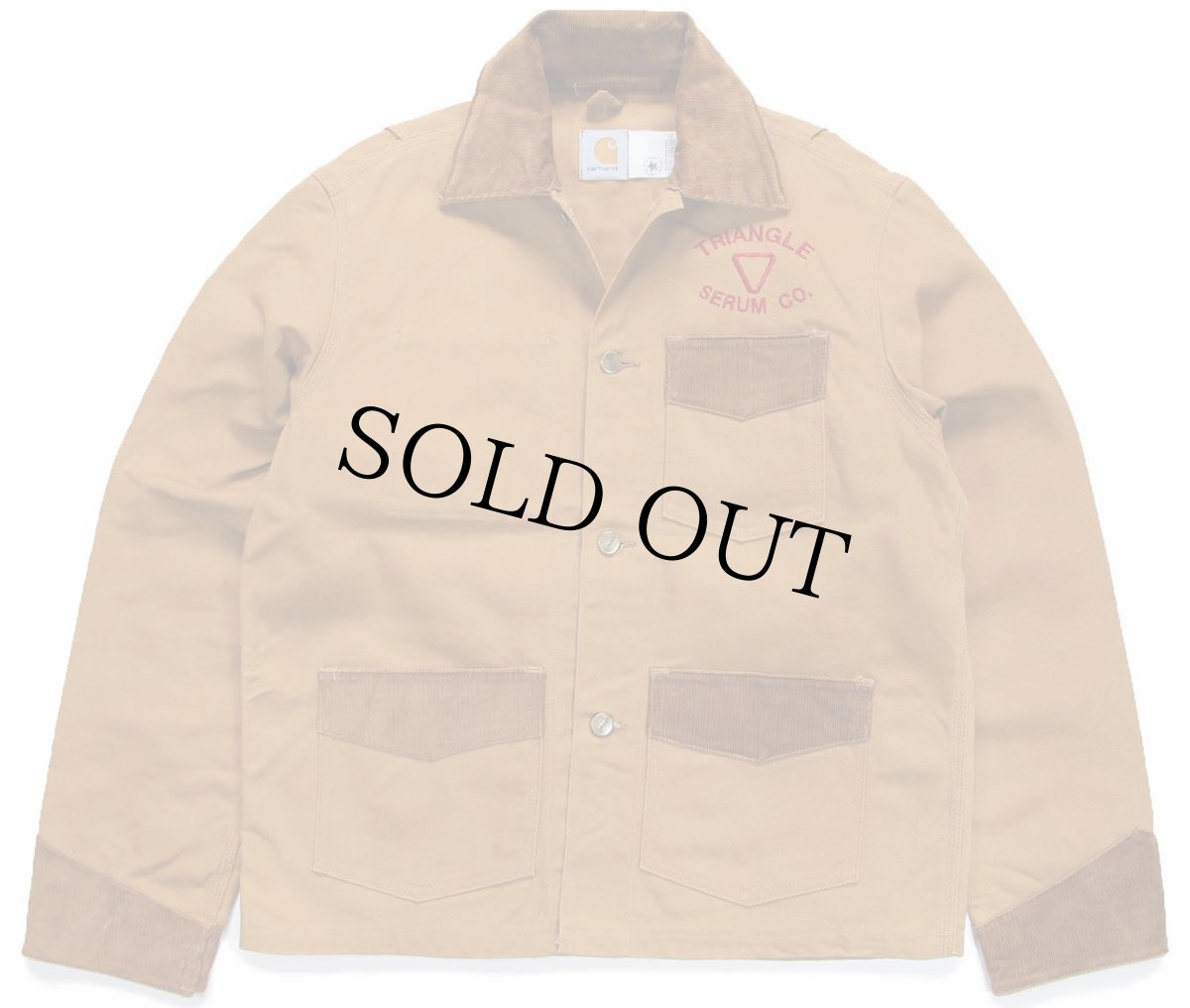 画像1: 90s USA製 carharttカーハート Barn Chore Jacket TRIANGLE 刺繍 ダック地 バーンチョアジャケット カバーオール 茶 40 (1)