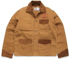 画像1: 90s USA製 carharttカーハート Barn Chore Jacket TRIANGLE 刺繍 ダック地 バーンチョアジャケット カバーオール 茶 40 (1)