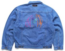 画像1: 90s John Lennon IMAGINE ジョンレノン イマジン アート 刺繍 デニムジャケット 4ポケット XL (1)