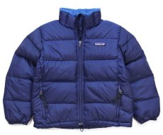 画像1: 00s patagoniaパタゴニア DOWN JACKET ナイロン ダウンジャケット 紺 KIDS' XS 5-6 (1)