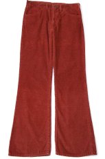 画像2: 70s JCPenney PLAIN POCKETS フレア コーデュロイパンツ 赤茶 W34 (2)