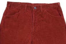 画像4: 70s JCPenney PLAIN POCKETS フレア コーデュロイパンツ 赤茶 W34 (4)