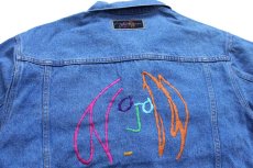 画像3: 90s John Lennon IMAGINE ジョンレノン イマジン アート 刺繍 デニムジャケット 4ポケット XL (3)