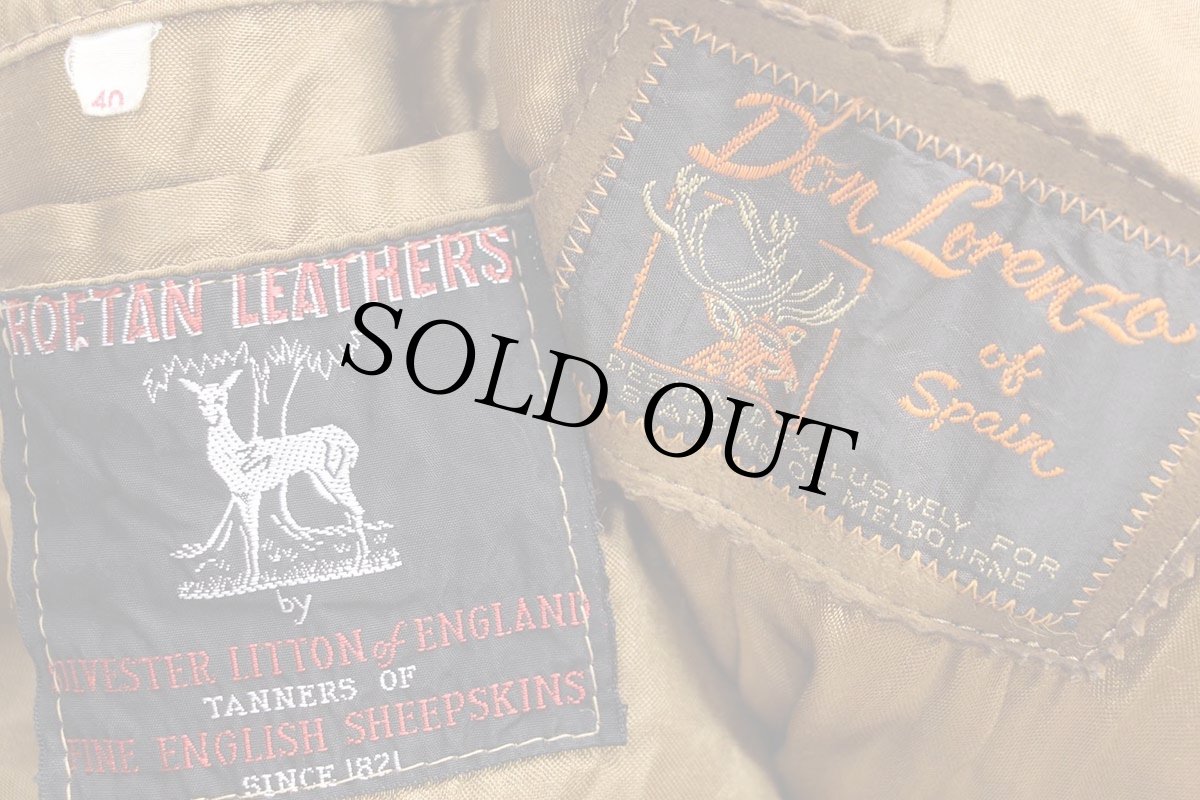 画像4: 70s Don Lorenzo × ROETAN LEATHERS ディアスキン スエード レザージャケット 茶 40 (4)