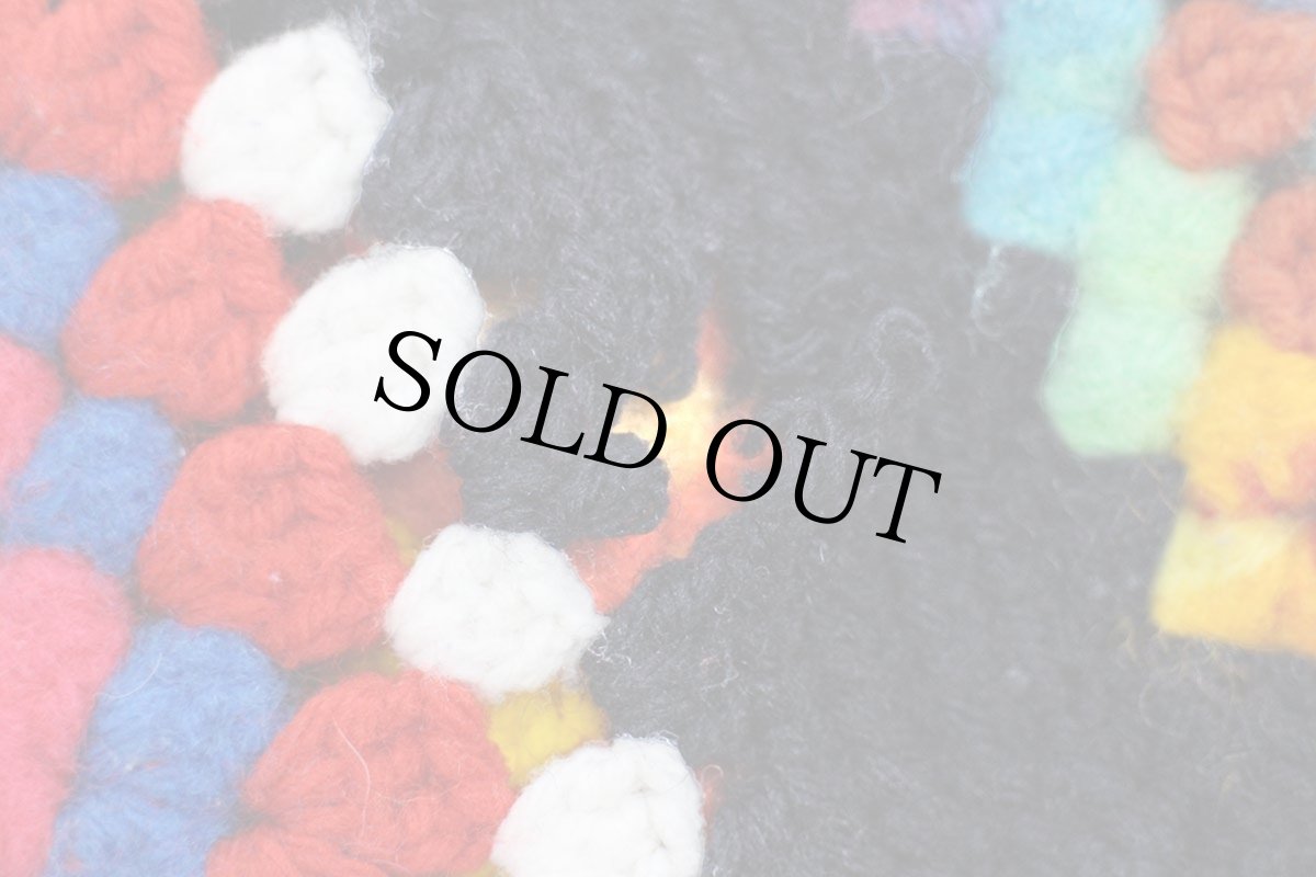 画像5: スクエア モチーフ ニット グラニー ブランケット 黒★F カギ編み (5)