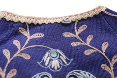 画像7: 60s オーストリア製 Merino ペイズリー フラワー ステッチ&チェーン刺繍 ノーカラー ウールニット カーディガン 青紫 36 (7)