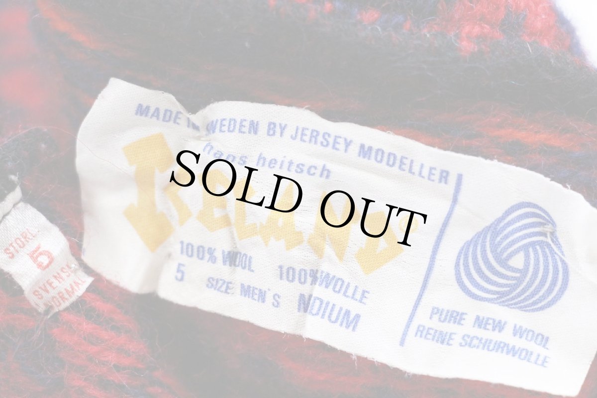 画像4: 70s スウェーデン製 ICELAND JERSEY MODELLER ノルディック柄 ボートネック ウールニット セーター M (4)