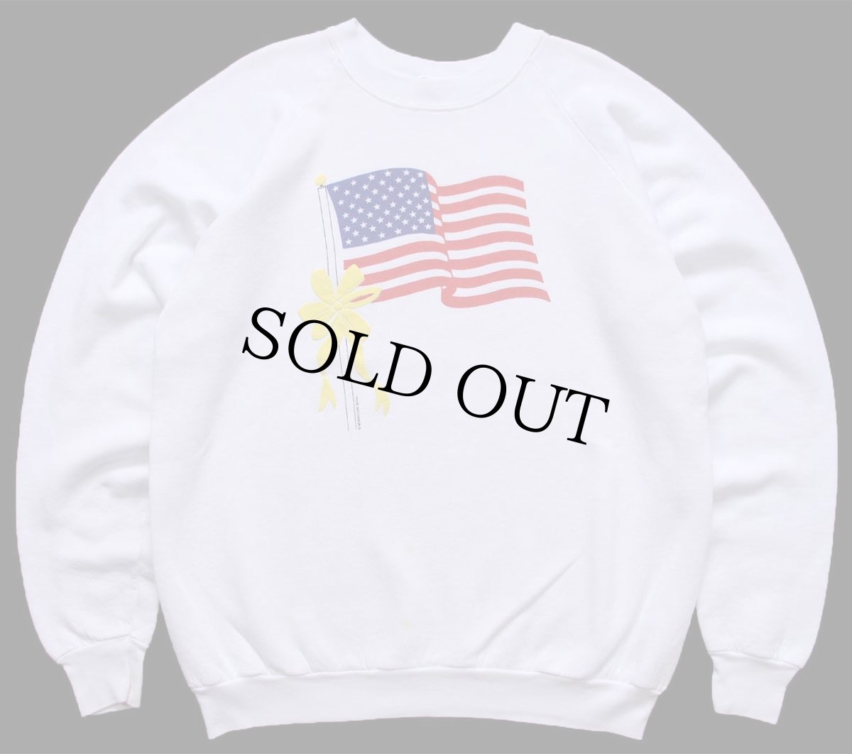 画像1: 80s USA製 星条旗 リボン 発泡プリント スウェット 白 XL (1)