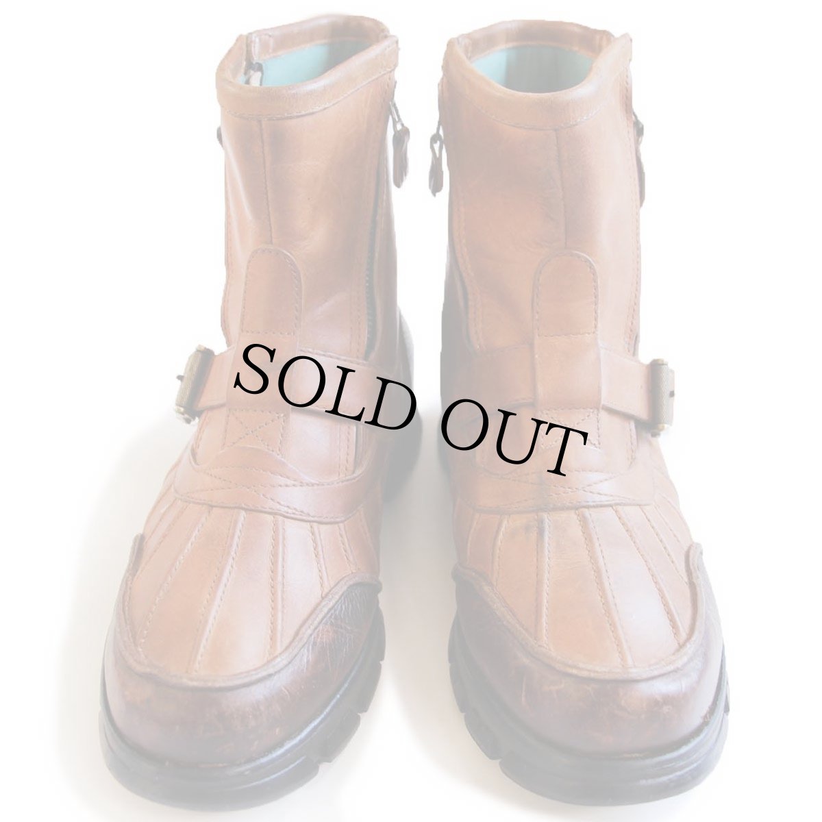 画像1: 90s POLO SPORT ポロ スポーツ ラルフローレン サイドジップ レザーブーツ 茶 10D (1)