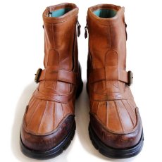 画像1: 90s POLO SPORT ポロ スポーツ ラルフローレン サイドジップ レザーブーツ 茶 10D (1)