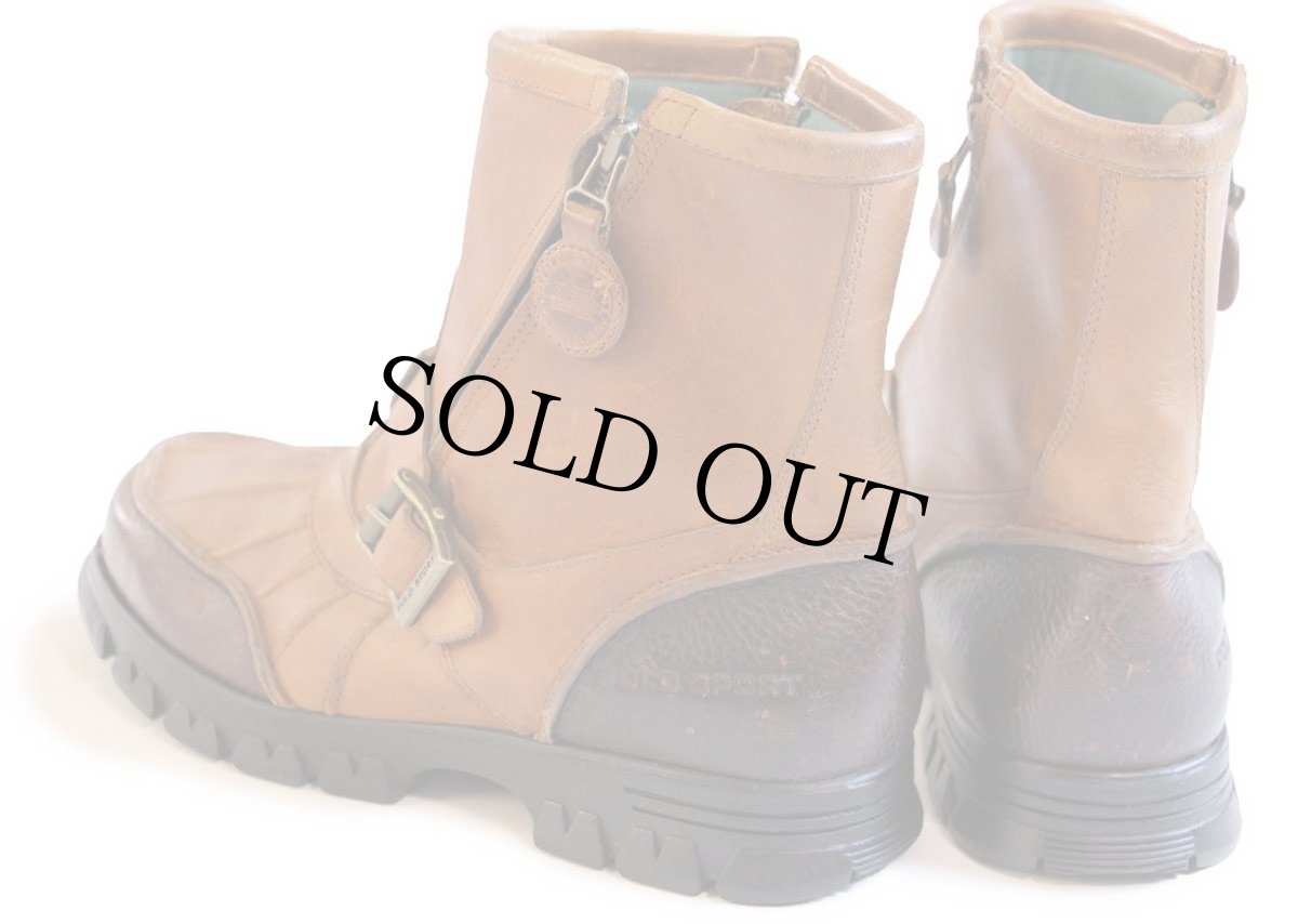 画像4: 90s POLO SPORT ポロ スポーツ ラルフローレン サイドジップ レザーブーツ 茶 10D (4)