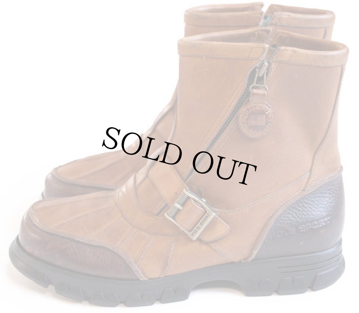 画像2: 90s POLO SPORT ポロ スポーツ ラルフローレン サイドジップ レザーブーツ 茶 10D (2)