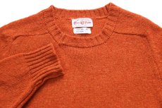 画像3: 70s 英国製 Alan Paine 無地 サドルショルダー シェットランド ウールニット セーター レンガ 40 (3)