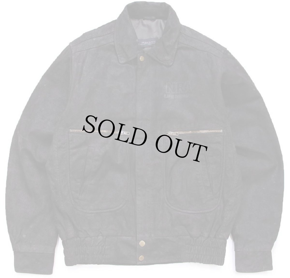 画像1: 00s NRA LIFE MEMBER 薄中綿入り ヌバック レザージャケット 黒 M (1)