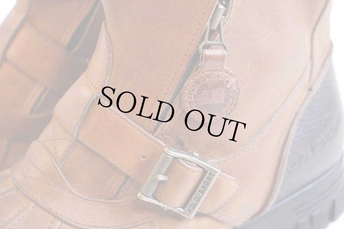 画像8: 90s POLO SPORT ポロ スポーツ ラルフローレン サイドジップ レザーブーツ 茶 10D (8)