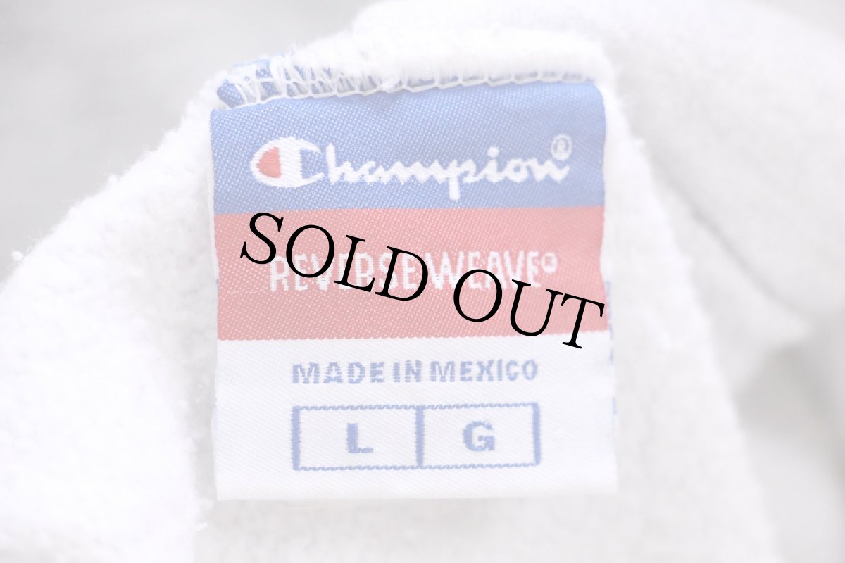 画像5: 00s Championチャンピオン CONCORDIA 35 COLLEGE 三段中抜き 染み込みプリント リバースウィーブ スウェットパーカー 杢ライトグレー L (5)