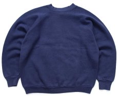 画像2: 80s USA製 FRUIT OF THE LOOM 無地 スウェット 紺 L★ブランク (2)