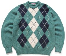 画像1: 80s アイルランド製 Shannon TRADERS アーガイル柄 シェットランド ウールニット セーター XL (1)