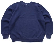 画像1: 80s USA製 FRUIT OF THE LOOM 無地 スウェット 紺 L★ブランク (1)