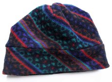 画像1: 90s USA製 EMS ロゴ刺繍 総柄 フリースキャップ (1)