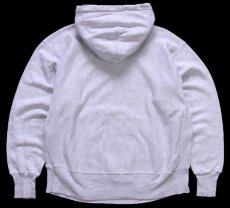 画像2: 00s Championチャンピオン CONCORDIA 35 COLLEGE 三段中抜き 染み込みプリント リバースウィーブ スウェットパーカー 杢ライトグレー L (2)