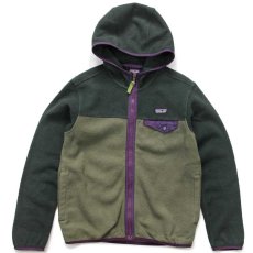 画像1: patagoniaパタゴニア バイカラー シンチラ ライトウェイト フリース スナップT フーディー キッズ S (1)
